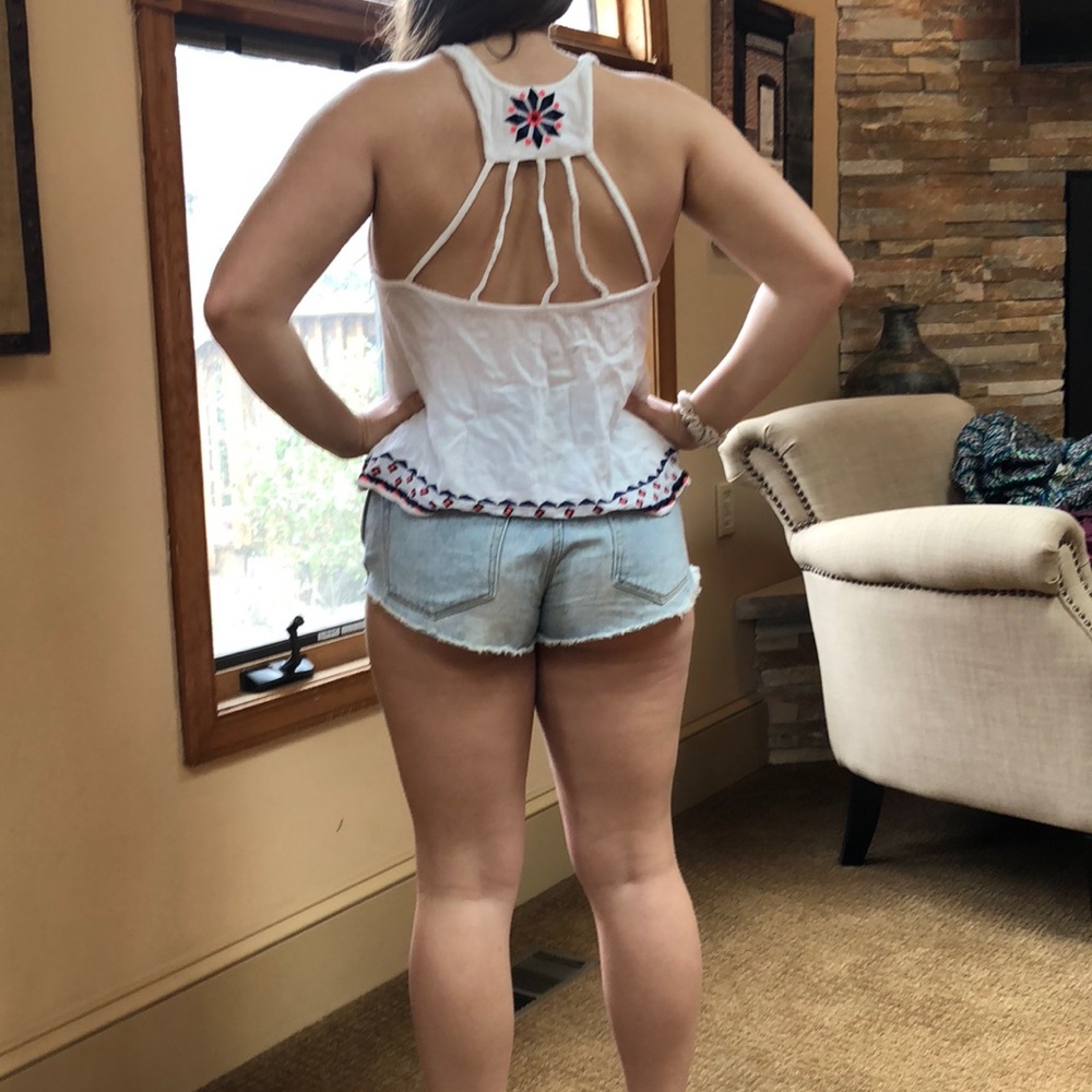 Cute White Aztec Patterned Tank Top